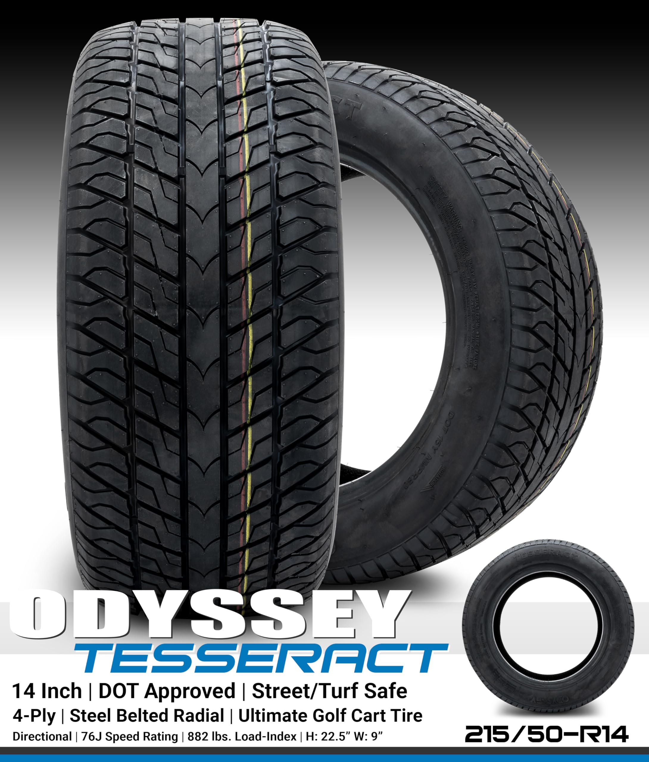 Amazon.com: Odyssey Tesseract 215/50-R14 DOT Golf Cart Tire Steel